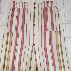 Linen button front skirt